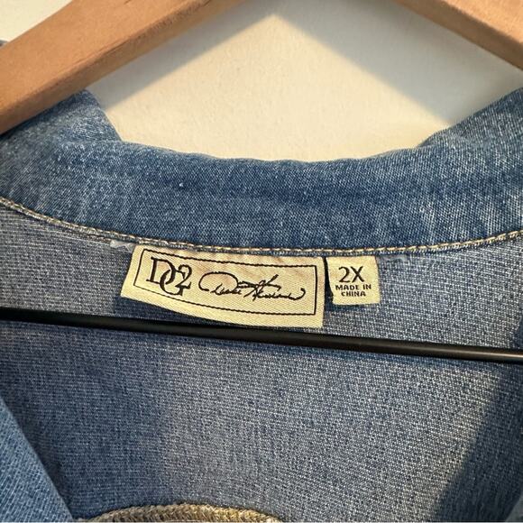 DG2 Diane Gilman Blue Denim Star Jean Jacket 2X - Picture 12 of 12